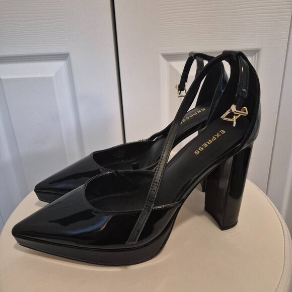 Express Black Block Heels - Picture 3 of 4